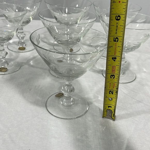 Vintage MCM Bohemia crystal etched champagne sorbet cocktails glasses set of 7 - Picture 10 of 15